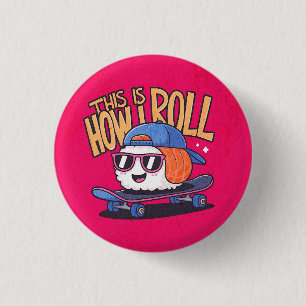 Macaron Rond 2,50 Cm Fun Kawaii Sushi sur skate