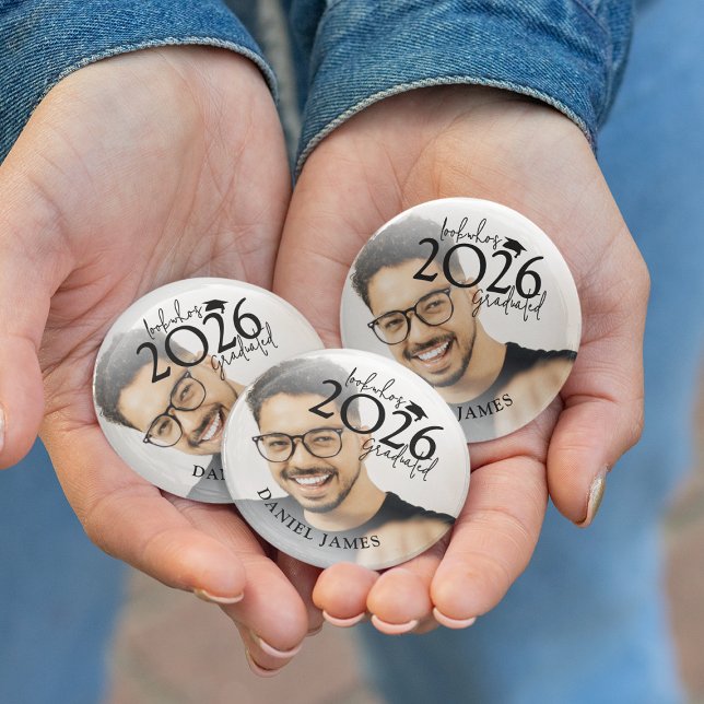 Macaron Rond 2,50 Cm Fun Look who's Graduated Photo Graduation (Créateur téléchargé)