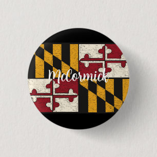 Macaron Rond 2,50 Cm Fun personnalisé Maryland Drapeau Portable en méta