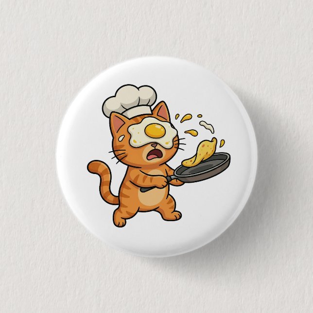 Macaron Rond 2,50 Cm Funny Cat Chef Button (Devant)