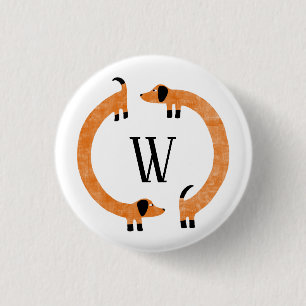 Macaron Rond 2,50 Cm Funny Dachshund Saucisse Chien Monogramme