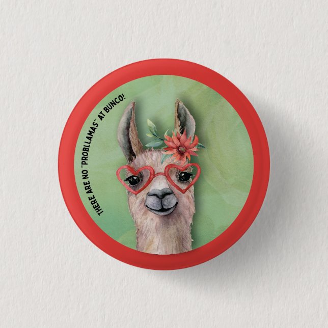Macaron Rond 2,50 Cm Funny Llama Bunco (Devant)