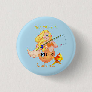 Macaron Rond 2,50 Cm Funny Pêche Fille Sirène Thunder_Cove