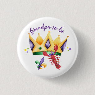 Macaron Rond 2,50 Cm Futur Grand-père Roi de Mardi Gras