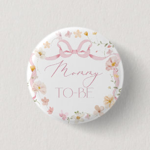 Macaron Rond 2,50 Cm Futur Maman fleurs sauvages Ruban Rose