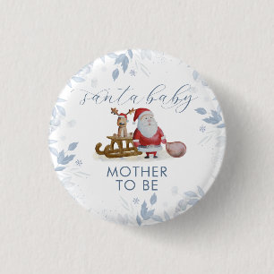 Macaron Rond 2,50 Cm Futur Maman Hiver Traîneau Santa Baby Shower