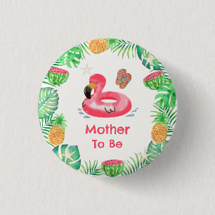 Macaron Rond 2,50 Cm Future Maman Fête Bébé Tropical Bord de Piscine