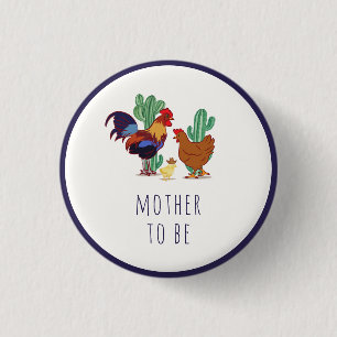 Macaron Rond 2,50 Cm Future Maman Fête de Bébé Cactus Coq Poule 
