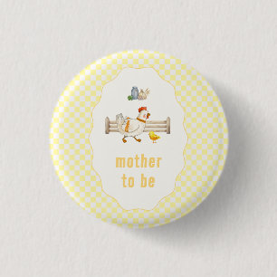 Macaron Rond 2,50 Cm Future Maman Gingham Ferme Poussins Baby Shower 