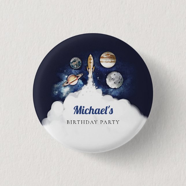 Macaron Rond 2,50 Cm Galaxie des planètes de fusées spatiales (Devant)