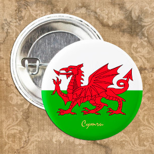 Macaron Rond 2,50 Cm Gallois Drapeau & Pays de Galles mode patriote, sp