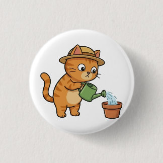 Macaron Rond 2,50 Cm Gardening Cat Watering Plant Button