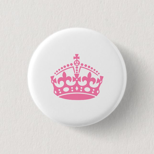 Macaron Rond 2,50 Cm Gardez calme couronne rose de victoire (Devant)