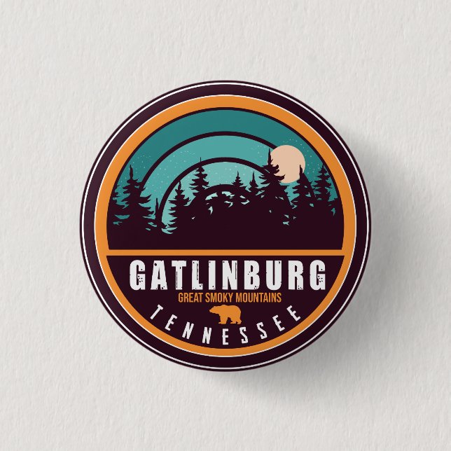 Macaron Rond 2,50 Cm Gatlinburg Tennessee Mounts Souvenirs (Devant)