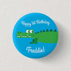 Macaron Rond 2,50 Cm Gator Alligator Crocodile Enfants 1er fête d'anniv