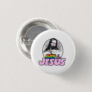 Macaron Rond 2,50 Cm Gay pour Jésus Arc-en-ciel