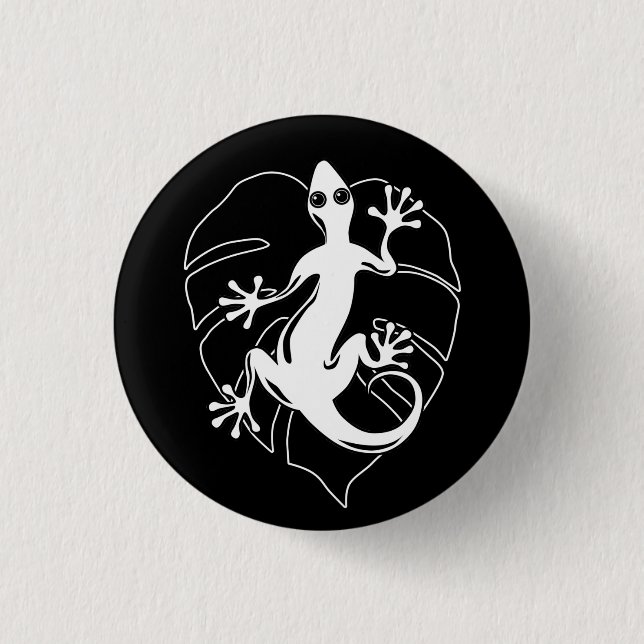 Macaron Rond 2,50 Cm Gecko Lizard Silhouette (Devant)