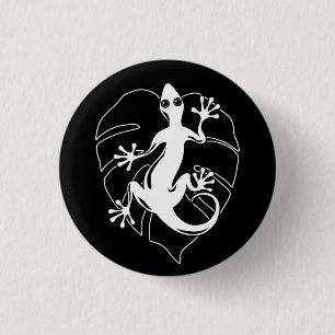 Macaron Rond 2,50 Cm Gecko Lizard Silhouette