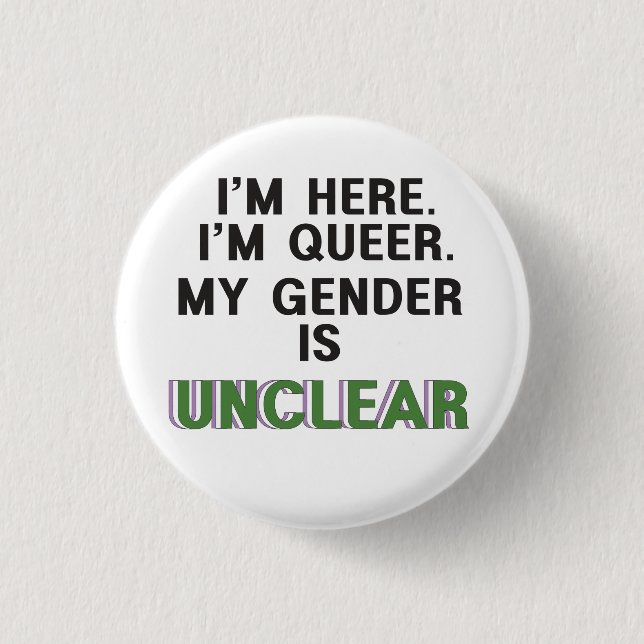 Macaron Rond 2,50 Cm Genderqueer Pride — Bouton (Devant)