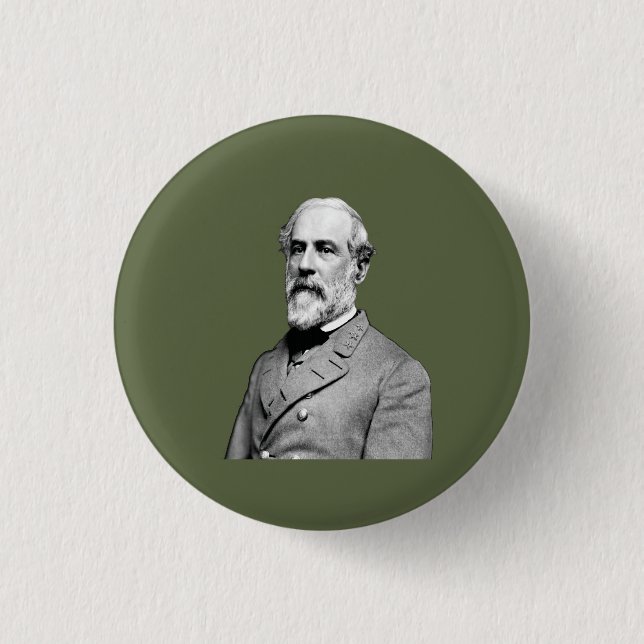 Macaron Rond 2,50 Cm Général ⚔️ 🎩 Robert E. Lee Army Green (Devant)