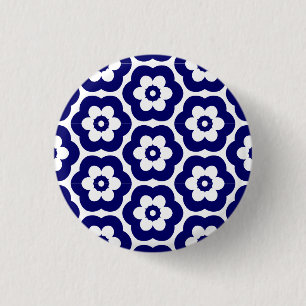 Macaron Rond 2,50 Cm Géométrique 290514 (3) - Marine profonde sur blanc