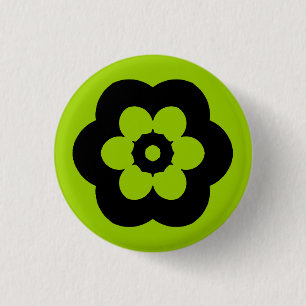 Macaron Rond 2,50 Cm Géométrique 290514 (3) - Noir sur Martian Green