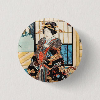 Macaron Rond 2,50 Cm Gésha Utagawa, geisha japonaise classique vintage