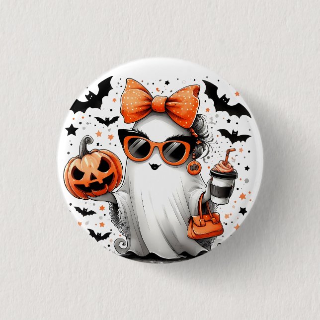 Macaron Rond 2,50 Cm Ghost d'Halloween drôle (Devant)