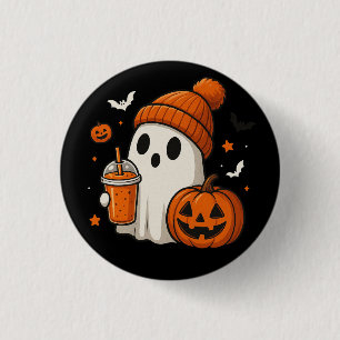 Macaron Rond 2,50 Cm Ghost d'Halloween mignonne avec Citrouille et boir