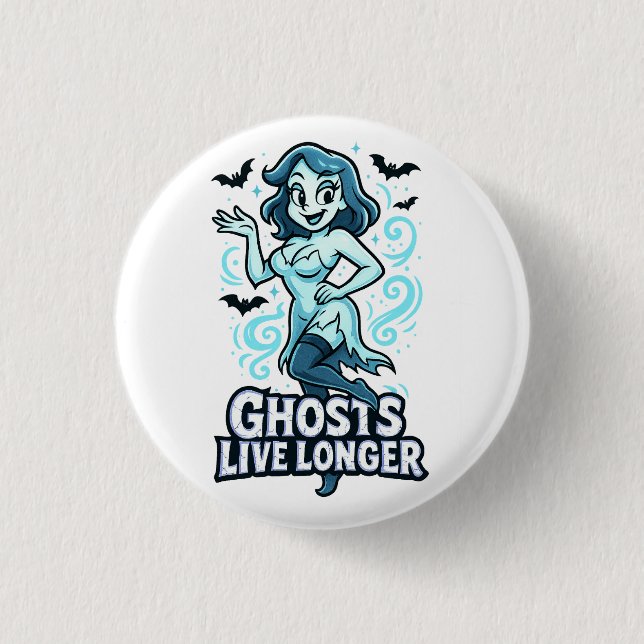 Macaron Rond 2,50 Cm Ghost - Ghosts Live Plus Longs (Devant)