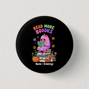 Macaron Rond 2,50 Cm Ghost mignon "Lire plus de livres" Drôle Halloween