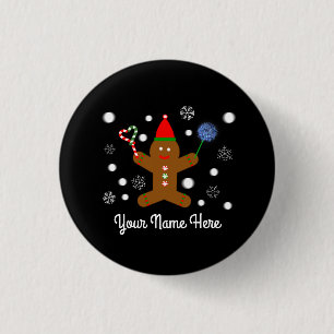 Macaron Rond 2,50 Cm Gingerbread Man #2 Button