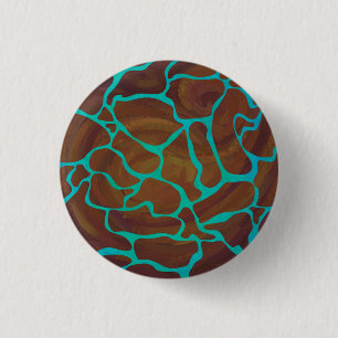 Macaron Rond 2,50 Cm Giraffe Impression Brown et Turquoise