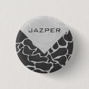 Macaron Rond 2,50 Cm Giraffe Monogramme noir et gris clair