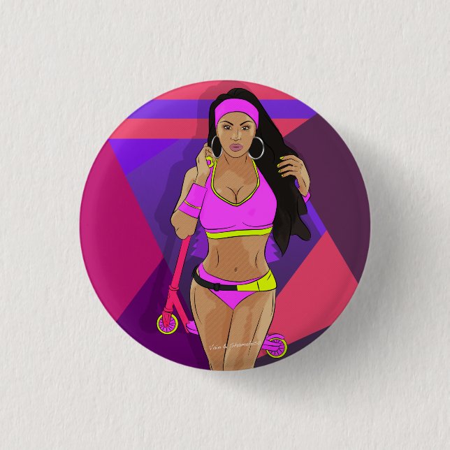 Macaron Rond 2,50 Cm Girl with scooter (Devant)