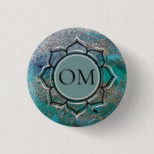 Macaron Rond 2,50 Cm Glittery Blue Elegant OM Lotus  