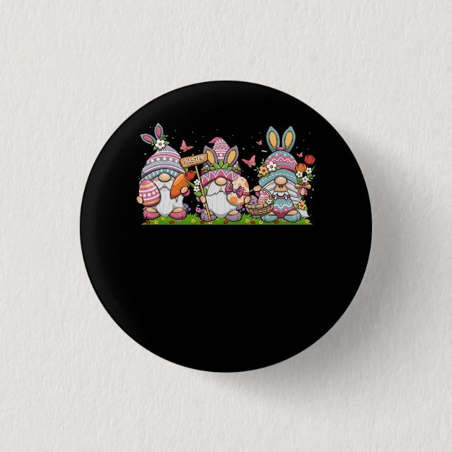 Macaron Rond 2,50 Cm Gnome tenue de Pâques avec l'oreille lapine et l'é (Devant)
