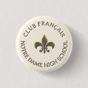 Macaron Rond 2,50 Cm Gold Fleur de Lis Pin Club français personnalisé