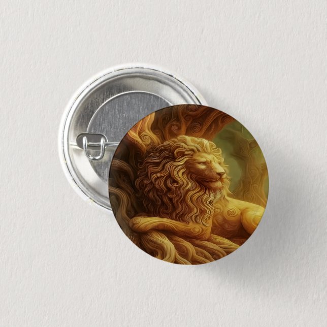Macaron Rond 2,50 Cm Gold Lion Button (Devant & derrière)