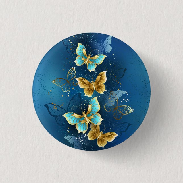 Macaron Rond 2,50 Cm Golden butterflies (Devant)