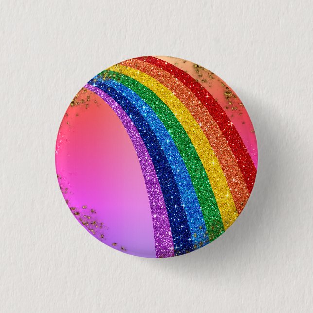 Macaron Rond 2,50 Cm Golden Sparkings et Parties scintillant Rainbow Un (Devant)