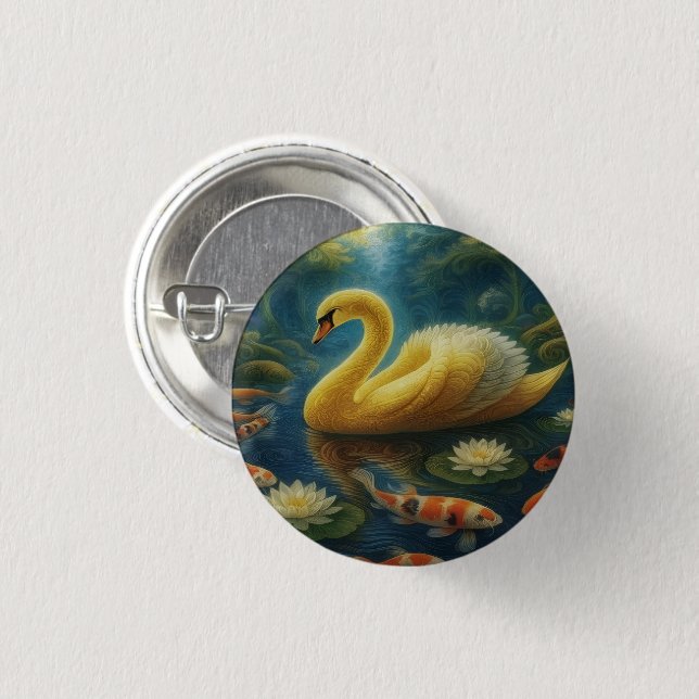 Macaron Rond 2,50 Cm Golden Swan Button (Devant & derrière)
