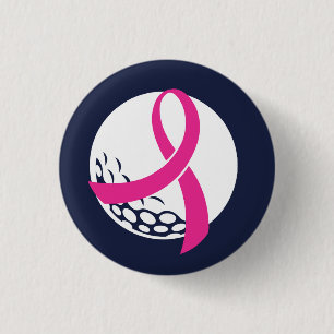 Macaron Rond 2,50 Cm Golf Pink Ribbon Sensibilisation au cancer du sein