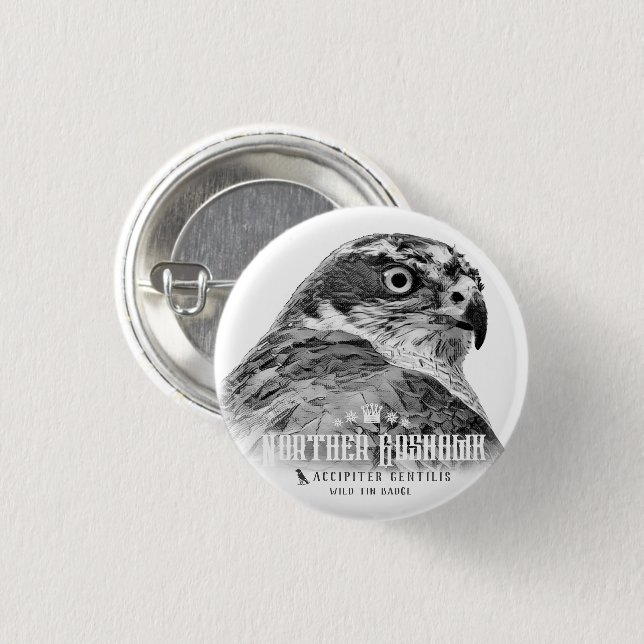 Macaron Rond 2,50 Cm Goshawk du Nord (Devant & derrière)