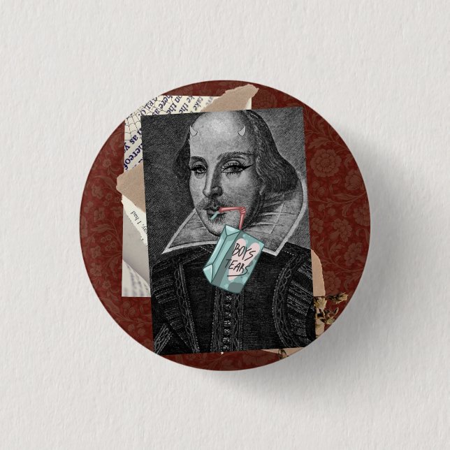 Macaron Rond 2,50 Cm Goth Shakespeare Pin (Devant)