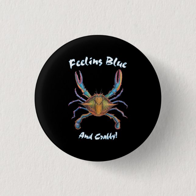 Macaron Rond 2,50 Cm goupille de crabe bleu (Devant)