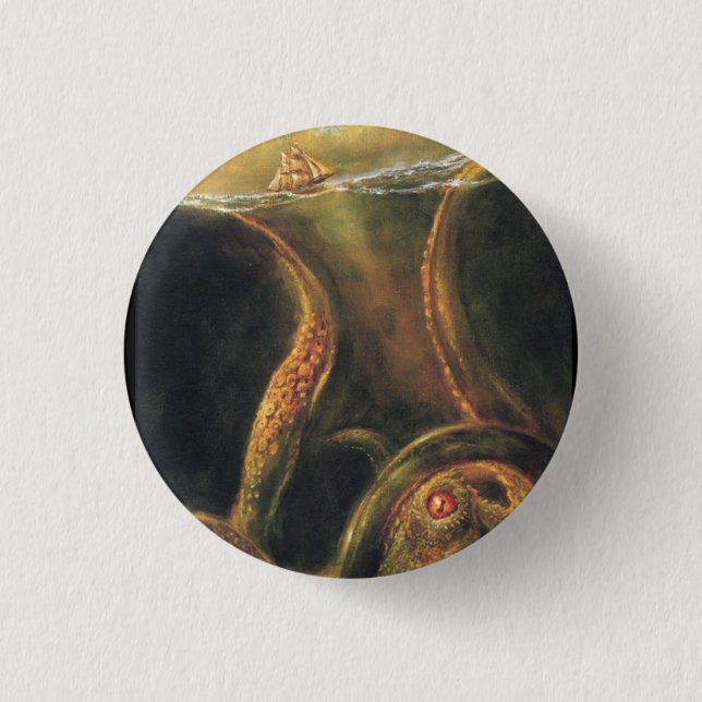 Macaron Rond 2,50 Cm Goupille de Kraken (Devant)