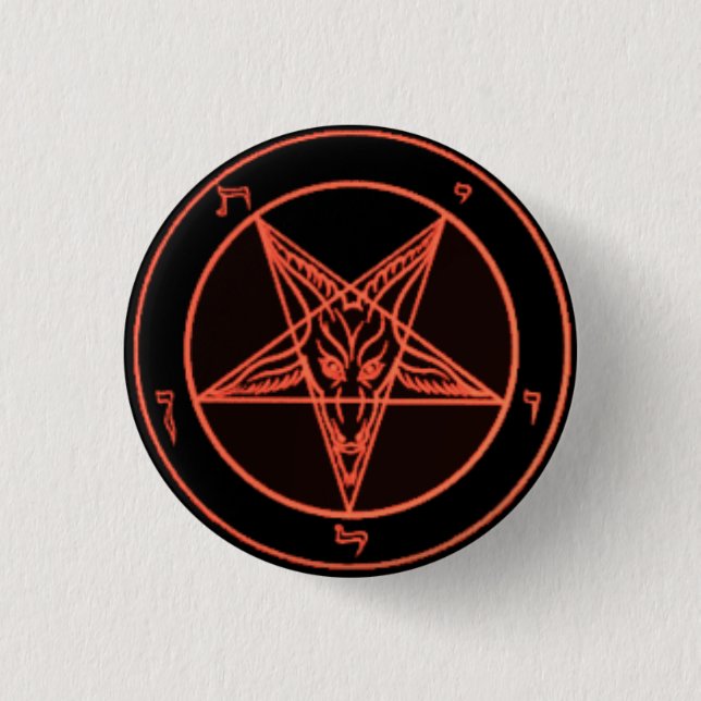 Macaron Rond 2,50 Cm Goupilles noires/oranges de Baphomet (Devant)