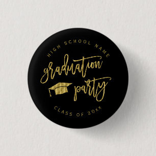 Macaron Rond 2,50 Cm Graduation Party Faux Gold Class Of Buttons