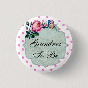 Macaron Rond 2,50 Cm Grand-mère à être Vintage floral Baby shower bouto